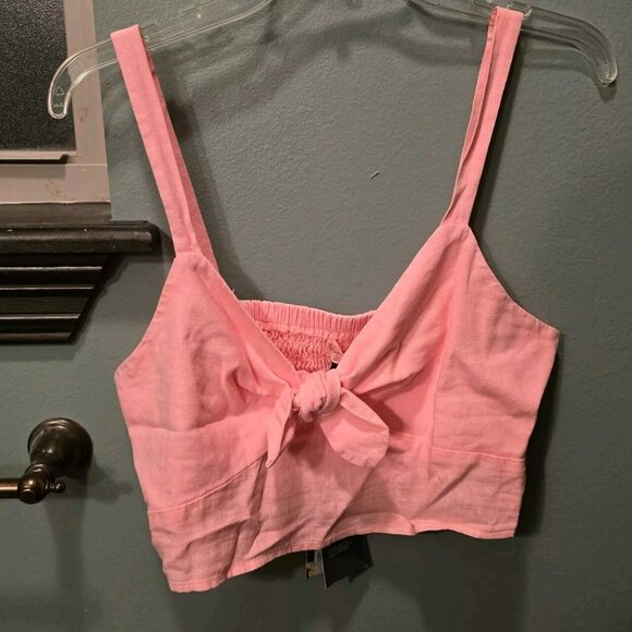 Universal Thread Women's Tie-Front Cropped Tank Top - Size XL Pink Parasol - Picture 2 of 12